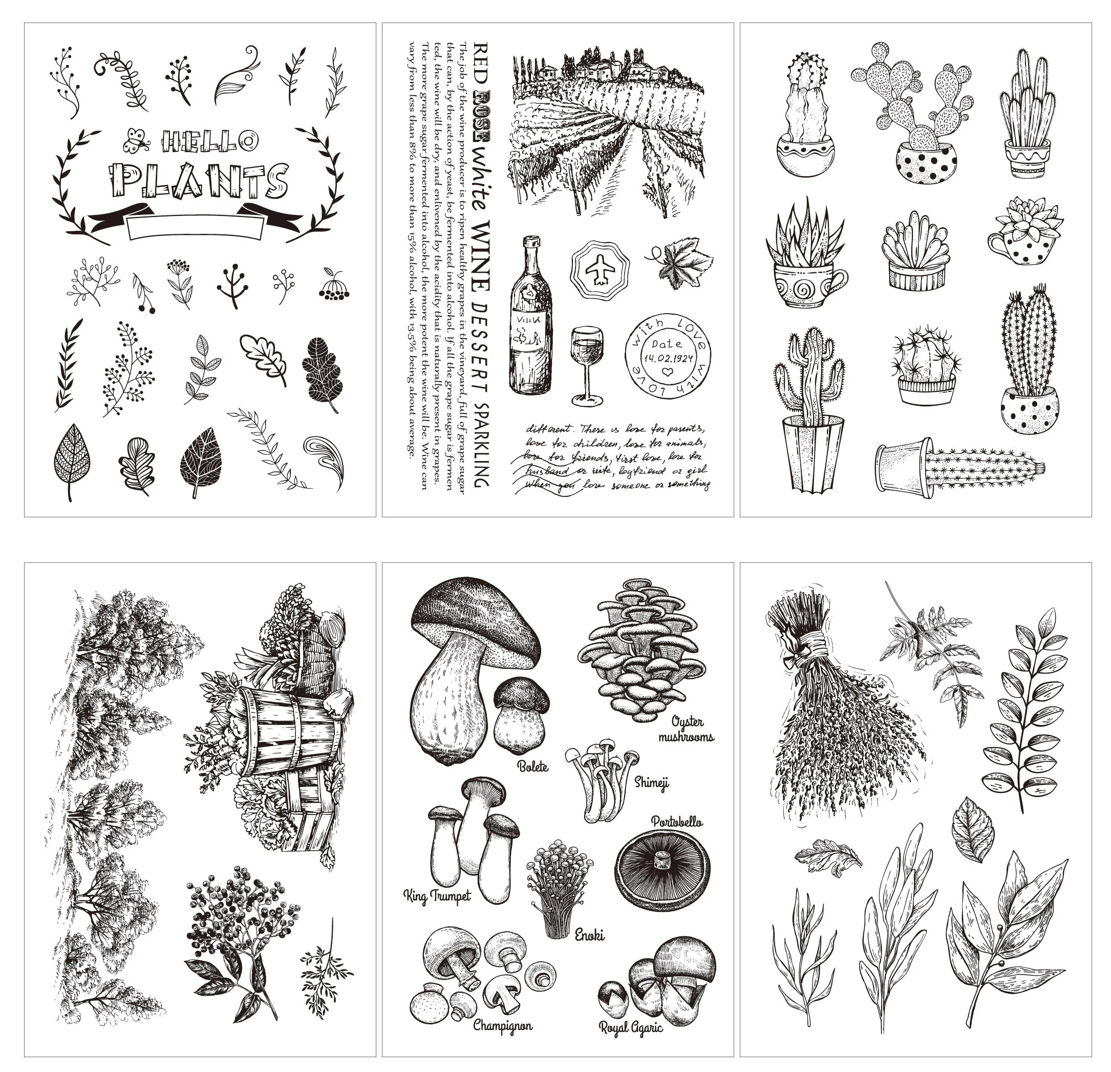 Plant Series 6 шт./упак. Ретро машина с изображениями цветов и растений ремесло прозрачный силиконовый штамп для Скрапбукинг карты рукоделие своими руками декорирование фотоальбома - Цвет: Plant Series