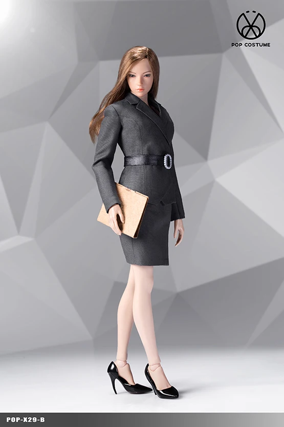 Серый/синий 1/6 POPTOYS X29 X30, деловой костюм для девушек, юбка/брюки, комплект одежды, подходит для 12''Figure Body