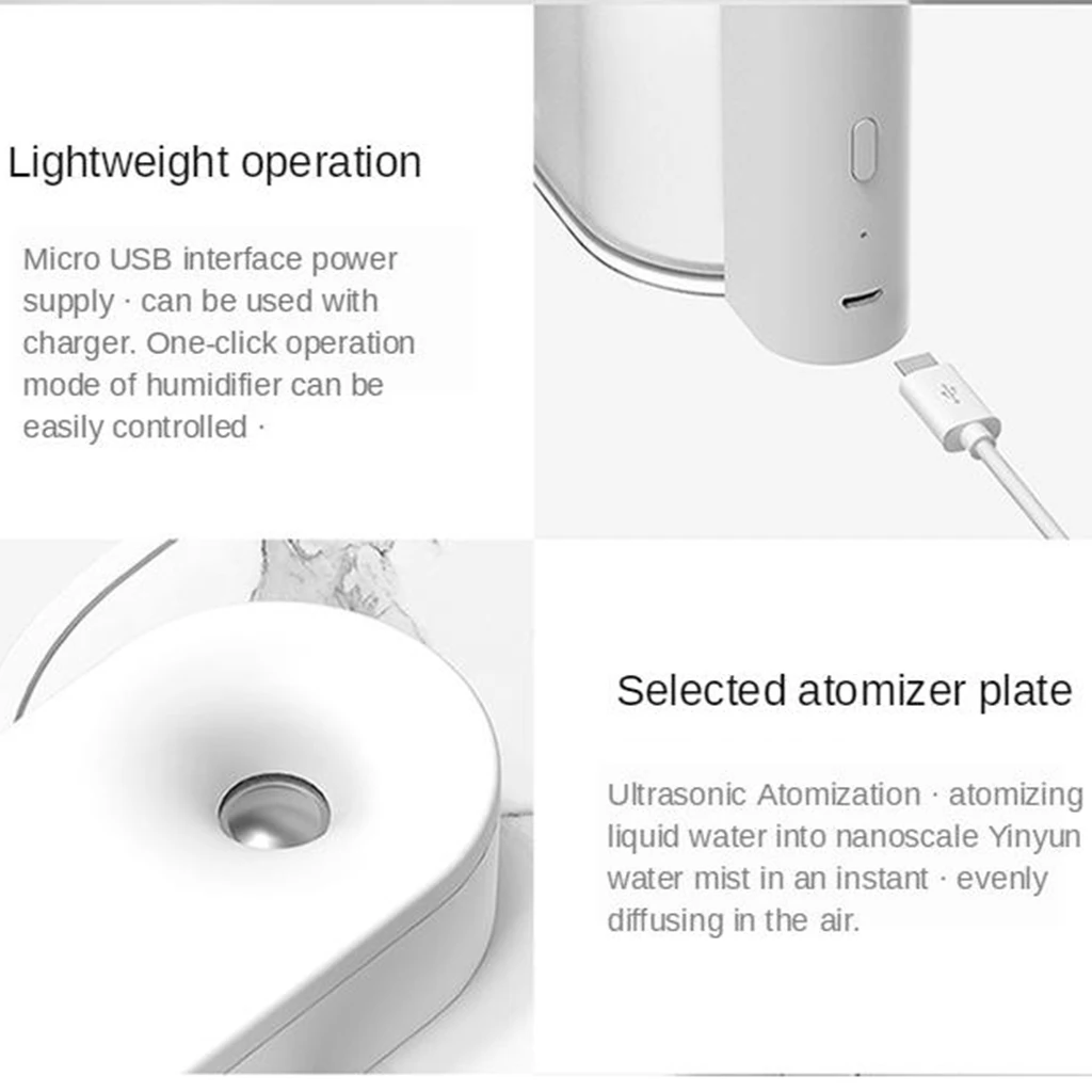 Portable Air Humidifier Mini Mute Geometric Ultrasonic Humidifier Atmosphere USB Diffuser With Water Tank 260ML Household 