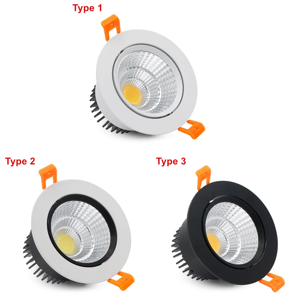 LED Downlight Recessed Ceiling Spotlight Angle Adjustable LED Recessed Downlights COB LED Spot Lights Dimmable 5W-12W