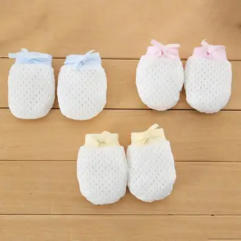 

1 Pair Baby Gloves Anti-scratch Adjustable Drawstring Newborn Baby Cotton Mittens Anti Scratch Gloves For Newborn Baby