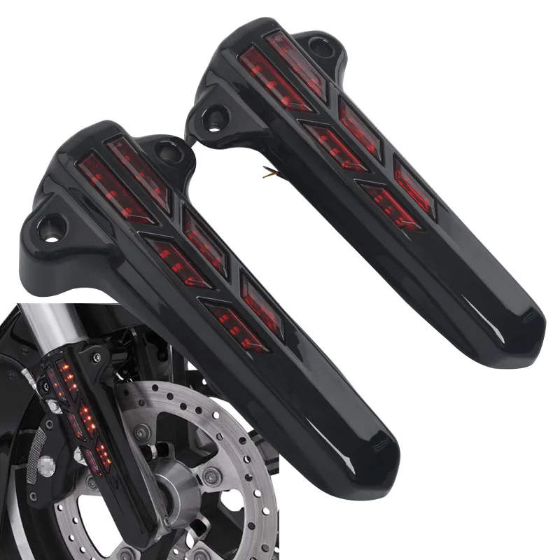  Motorcycle Front Lower Fork Leg Slider Cover LED Light For Harley 2014-2019 Road Street Electra Gli - 4000266573110