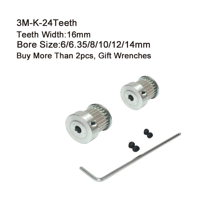 

HTD 3M Timing Pulley 24 Teeth 6/6.35/8/10/12/14mm Bore Size 16mm Width Timing Belt Pulley CNC Machines Laser Engraving Machine