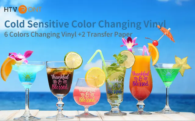 HTVRONT Color Changing Vinyl Permanent Adhesive for Cricut,8 Pack Cold  Bundle 6 Colors-12 x 10 Sheets +2 Transfer Sensitive Ta