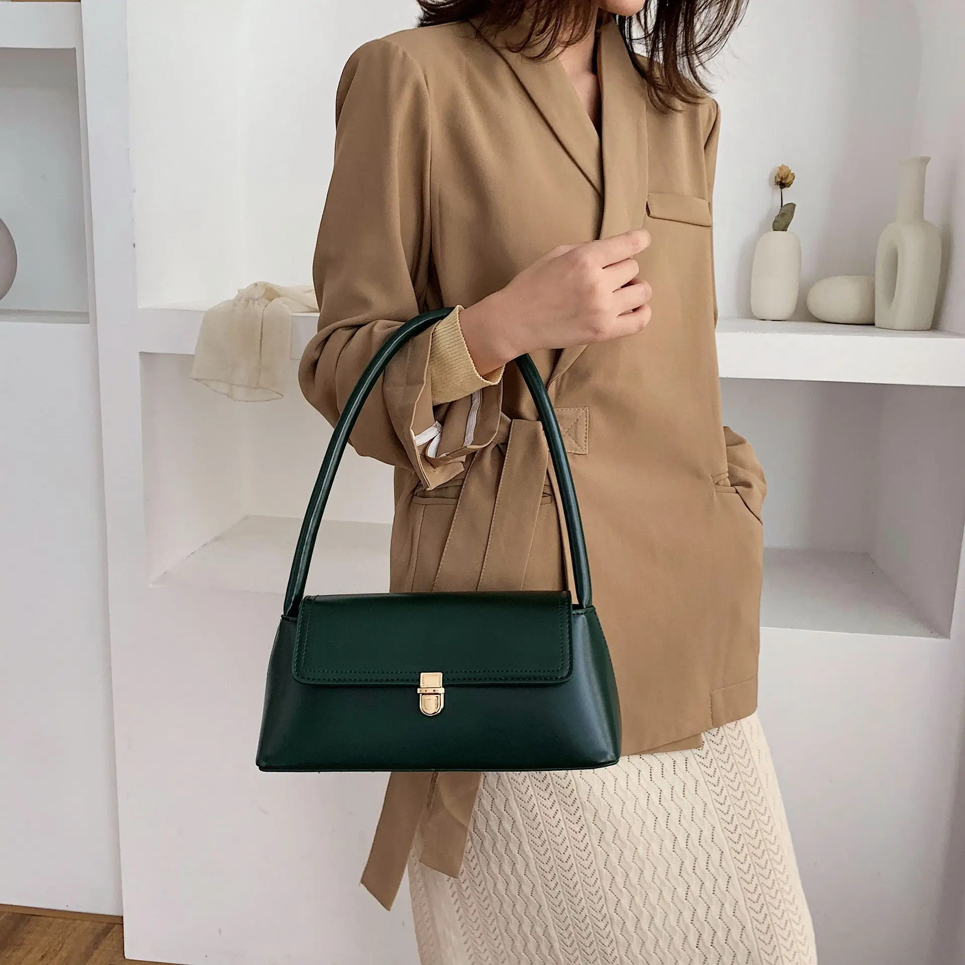 

Baguette Bag Women's 2019 Autumn And Winter New Style Retro Versatile Simple Non-mainstream Design Cool Hand Shoulder Armpit Bag