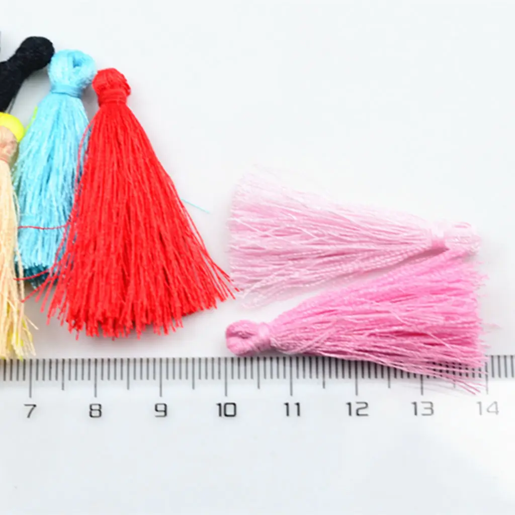 50 Pieces Mixed Color Silk Tassels Charms Satin Tassel for Bookmark Craft Phone Chain Bag Pendant Key Ring Making 4cm