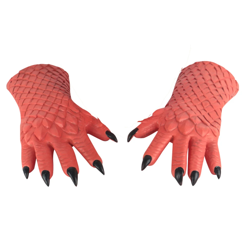 a pair of gloves Игра DIABLO 3 Босс демон Белиал косплей реквизит Дети латексная маска для взрослых шлем головной убор с рогом перчатки лапы вечерние Хэллоуин Карнавальный Костюм - Цвет: a pair of gloves