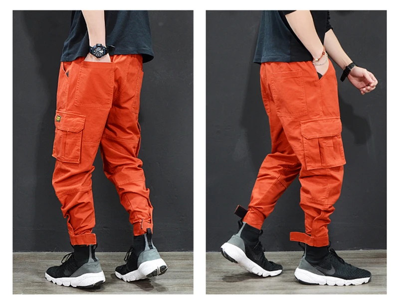 Японский стиль, модные мужские джинсы, свободный крой, большой карман, брюки-карго, мужские брюки для скейтборда, уличная одежда, хип-хоп штаны для бега, Homme