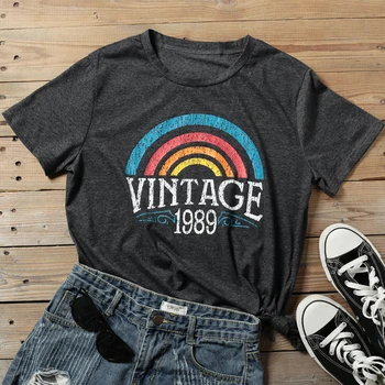 

2019 Women Harajuku printed T Shirt Summer Short Sleeve mom Aaesthetic Tee Female Kawaii Grey 90s Baseball Top Plus Size New