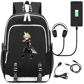 

Final Fantasy Game Backpack USB Charge Interface shchoolbag High School Boys Girls College Wind Cartoon Printed Sshoulder bag