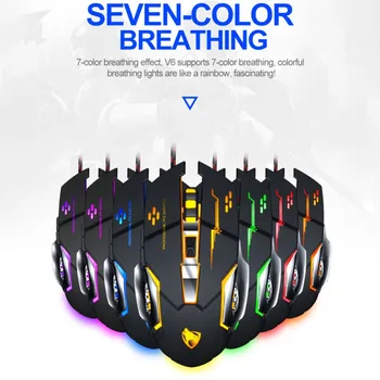 

Mechanical Gaming LED Mouse 3200dpi Macro programming Wired Optical PC Mouse 7 colors breathing lights Audible/silent Mice