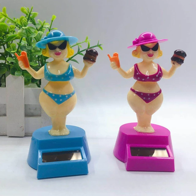 1PC Fun Kids Plastic Solar Power Dancing Bikini Beauty Doll 11cm Car Ornament Home Decor Children Toy Birthday Gift 2