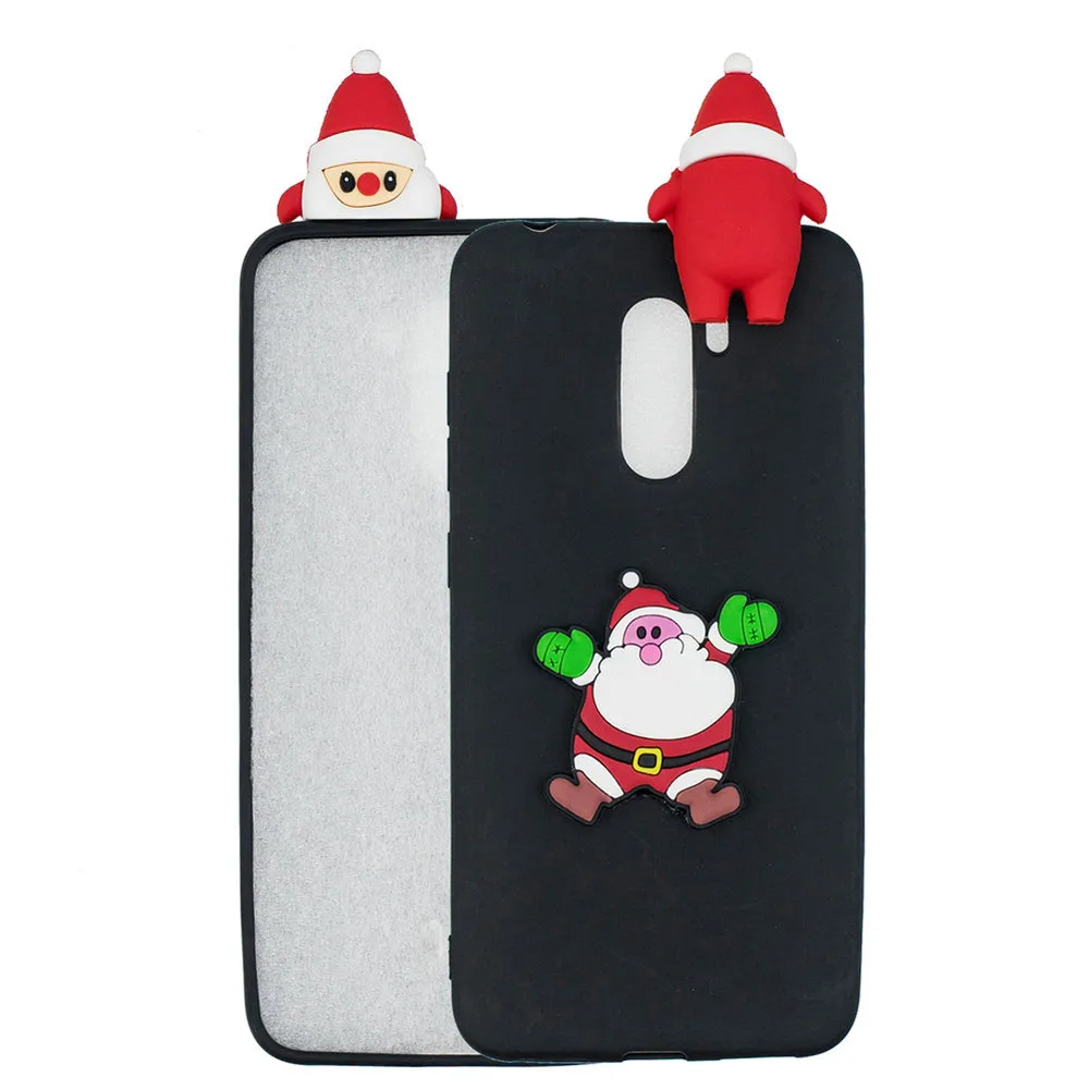 Christmas Cover For Xiaomi MI A1 A2 Pocophone F1 Cartoon NEW YEAR Gift TPU Case for Redmi 4X S2 Note 4 Soft Silicone Cover - Color: Black Santa