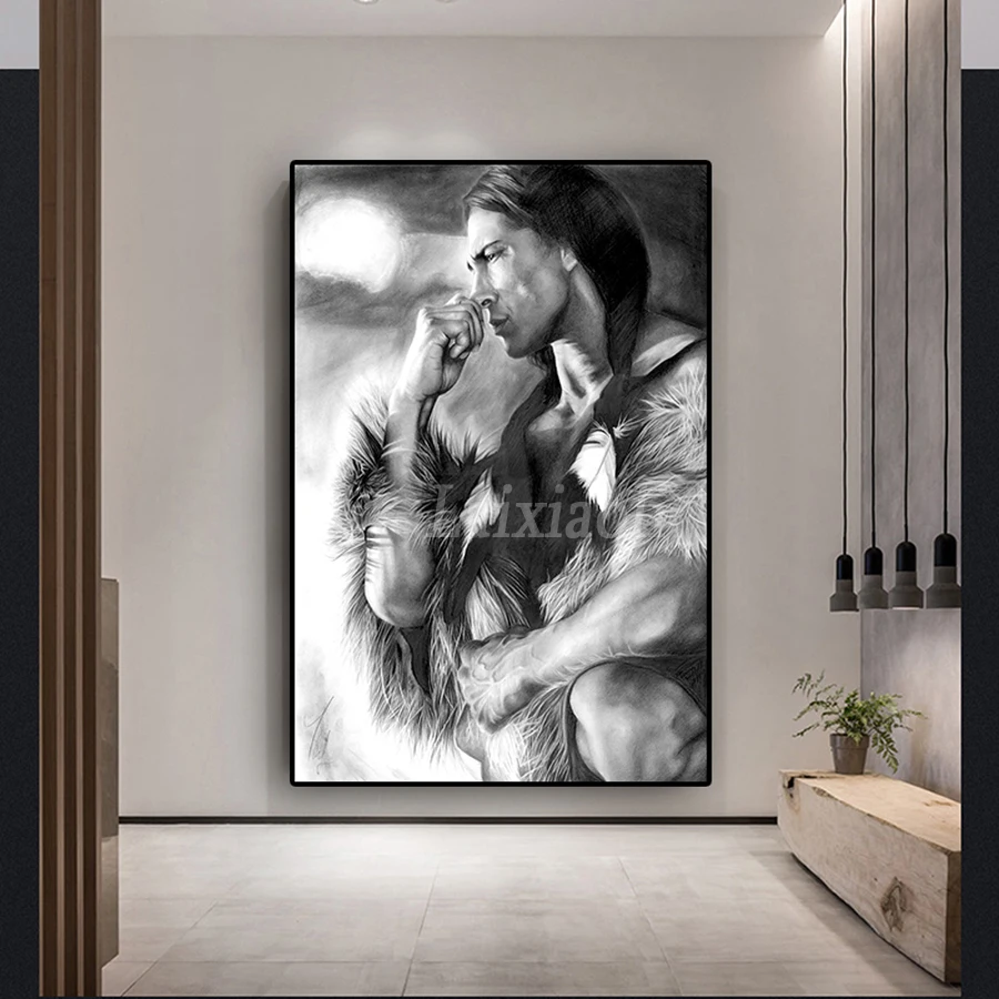 Черный и белый индейцев рисунок 5D DIY Алмазная вышивка крестиком на рисунке, алмазная Вышивка Узор на квадратный метр, стразы