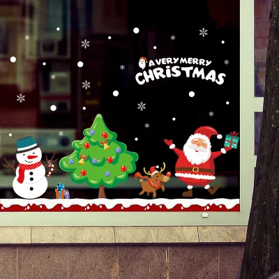 Merry Christmas Tree Quote Snow Gift Wall Stickers Decals Removable Kids Decor