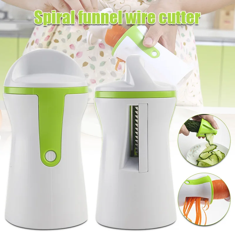 Hot Multi-function Spiral Funnel Wire Cutter Vegetable Grater Zucchini Carrots Cucumbers Maker D6