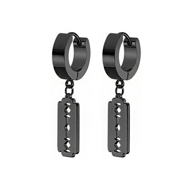 pair Punk Black-color Multiple Styles Stainless Steel Stud Earrings For Men and Women Street Pop Hip Hop Gothic Ear Jewelry