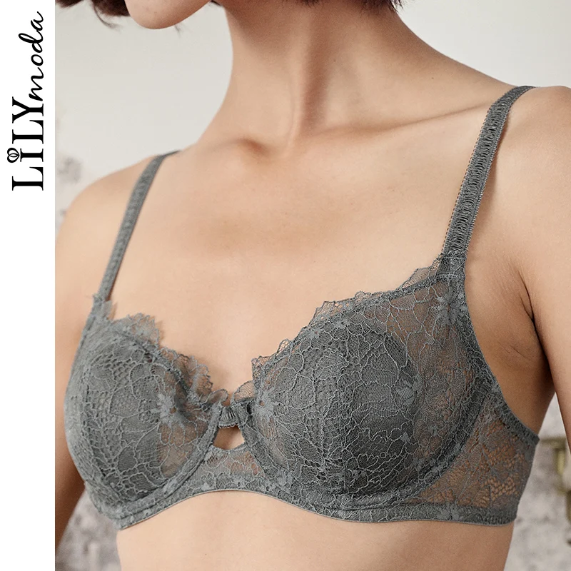  LILYMODA women's sexy floral lace Double-breasted underwear ladies hot yarn underwire bra sets