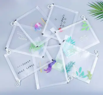 

4Pcs A4/A5 Clear Document Bag Pouch Zipper File Storage Waterproof Beautiful Printing Stationery Case