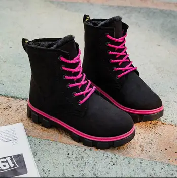 

2018 New Classic Women Winter Boots Suede Ankle Snow Boots Female Warm Fur Plush Insole High Quality Botas Mujer Lace-Up 35-40