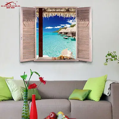 Новый чехол с окошком для экрана Мальдивы открыть морской курорт Съемный Wall Art