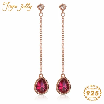 

JoyceJelly Trendy 925 Sterling Silver Long Earrings for Women Ruby Yellow Fashion Earrings Fine Women Jewelry Wedding Wholesale