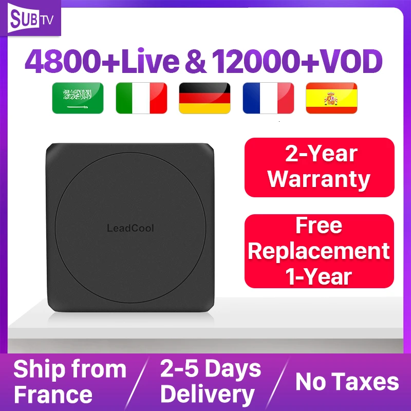 

4K IPTV France Leadcool SUBTV Box S905W Android 7.1 IPTV Subscription Portugal Belgium Dutch Arabic Germany Sweden Norway IP TV