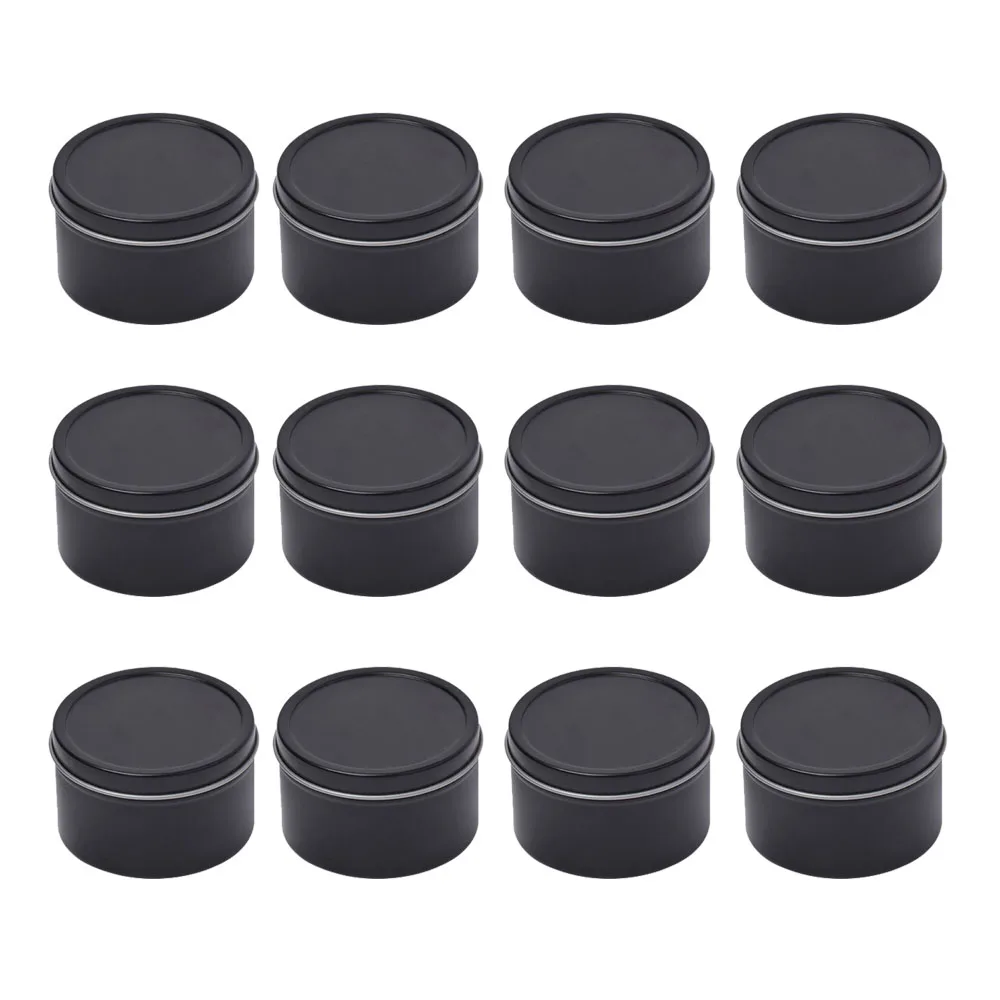 1.7oz Metal Candle Tins (10-Pack, Black); Round Containers with Lids for Party Favors, Candle Making, Spices, Gifts, Women's, Size: 1.7 oz