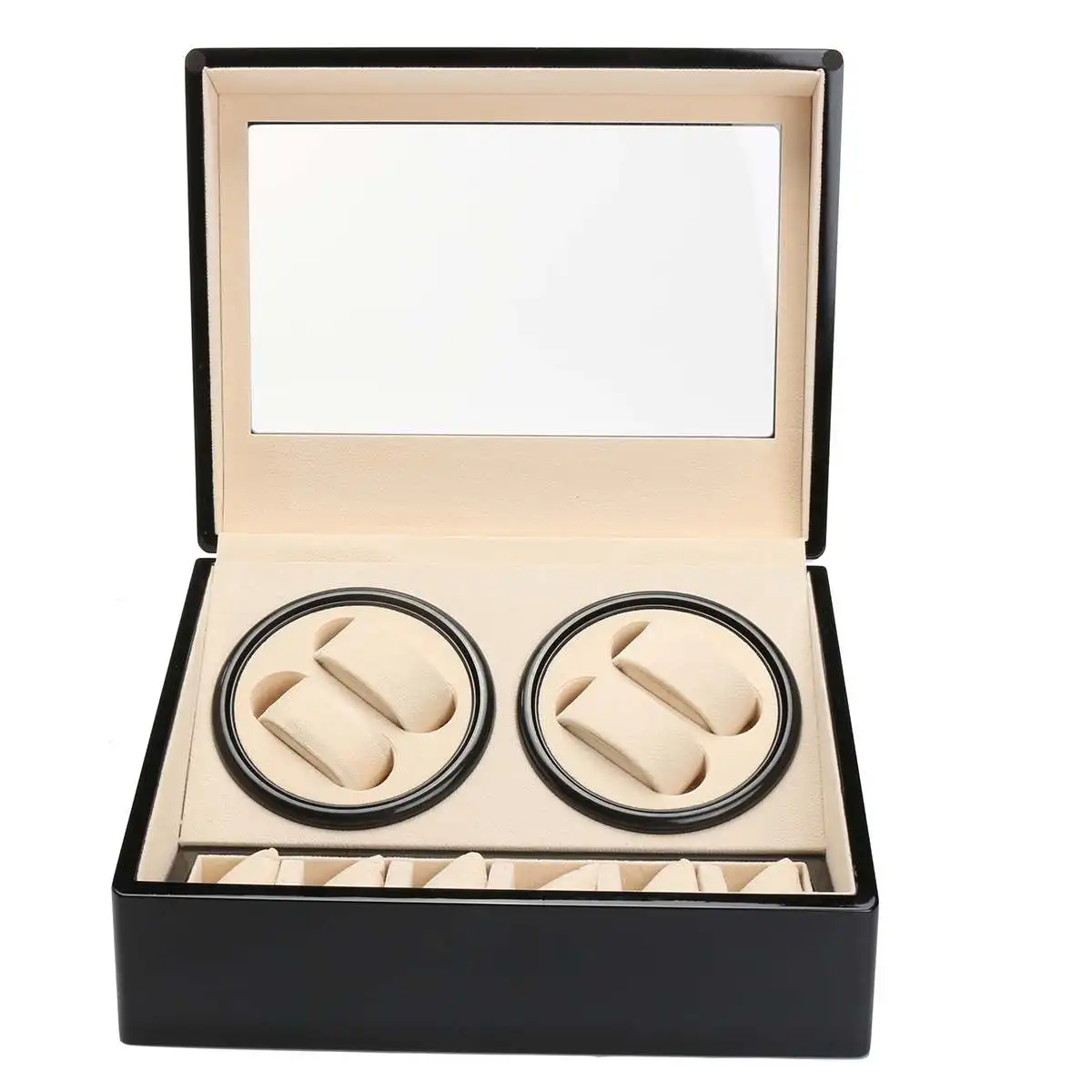 US plug Automatic Mechanical Watch Winders Black PU Leather Storage Box Collection Watch Display Jewelry Winder Box