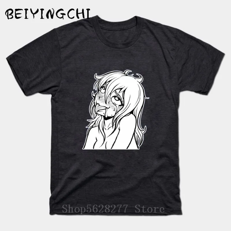 Рубашка Ahegao Хентай Аниме Мужская футболка Манга сексуальные футболки блонд