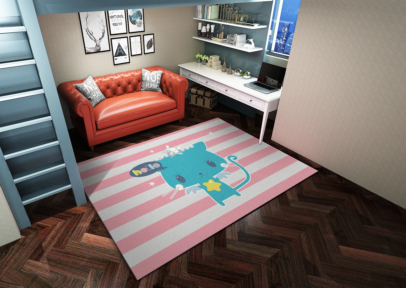 

Cartoon Pattern Carpets For Children’s Bedroom Study Bedside Carpet Animal Printing Fashion Creative Carpets Rug Play Area Mat