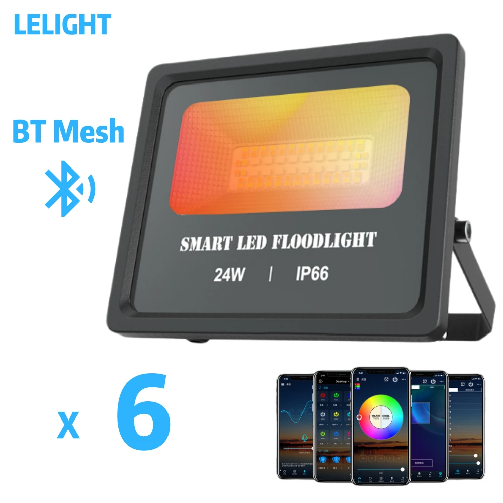 Умный светодиодный прожектор уличный светильник RGB 24 Вт Bluetooth 4 0 управление через