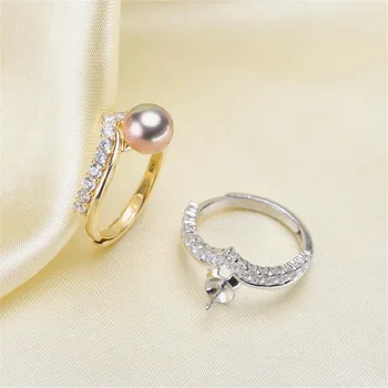 

Beautiful Band Jewelry Promise Ring Hollow Leaves & Pearl Rings Accessories 925 Silver Fashion Jewelry CZ Crystal Accessories