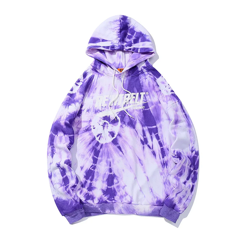 Свободные мужские толстовки в стиле хип-хоп Харадзюку, пуловер с принтом Tie Dye, толстовки с капюшоном,, уличная мода, топы, мужская толстовка с капюшоном, WG630 - Цвет: purple