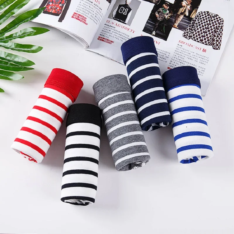 

Tide men's underwear men's boxer shorts striped cotton sports low waist sexy youth boxer shorts