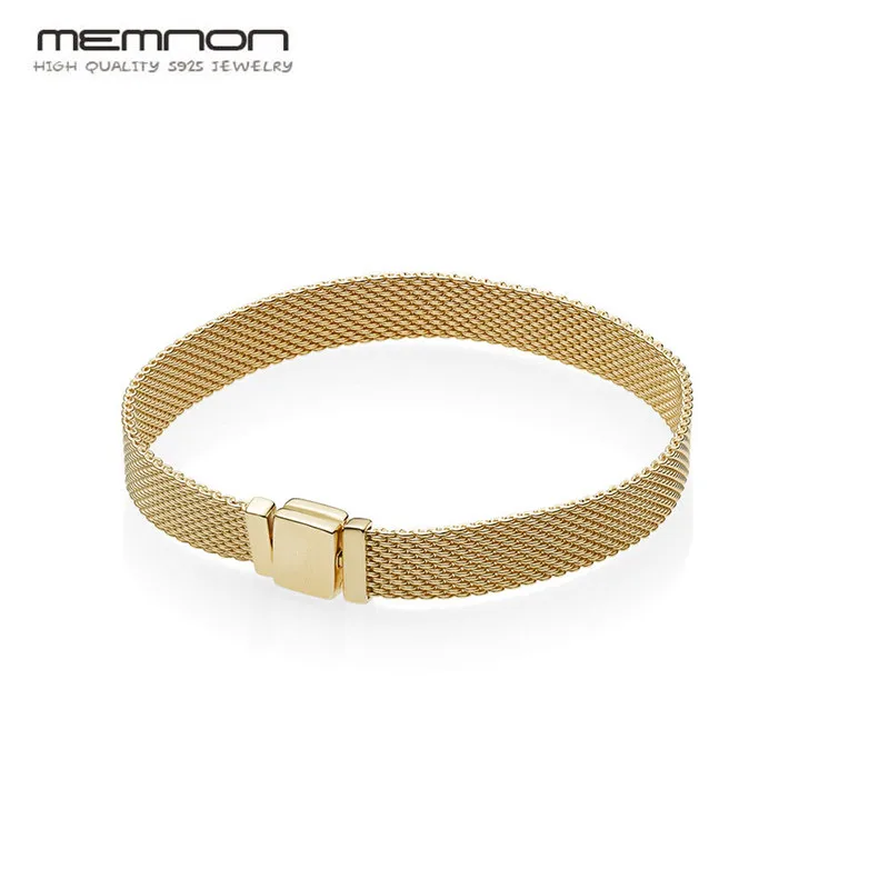 Gold plated Memnon браслетов reflexions для женщин ювелирные изделия 925 стерлингового серебра браслеты fit серебряный медальон для изготовления украшений своими руками, для женщин, хорошее ювелирное изделие - Цвет камня: Gold plated