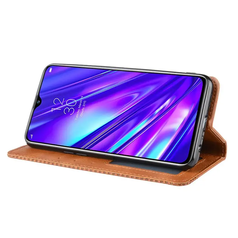 Чехол из искусственной кожи для Oppo Realme 5 Pro XT X2, чехол, Сетчатый Дизайн, защита Etui для Oppo Realme 5, чехол, Магнитный Корпус