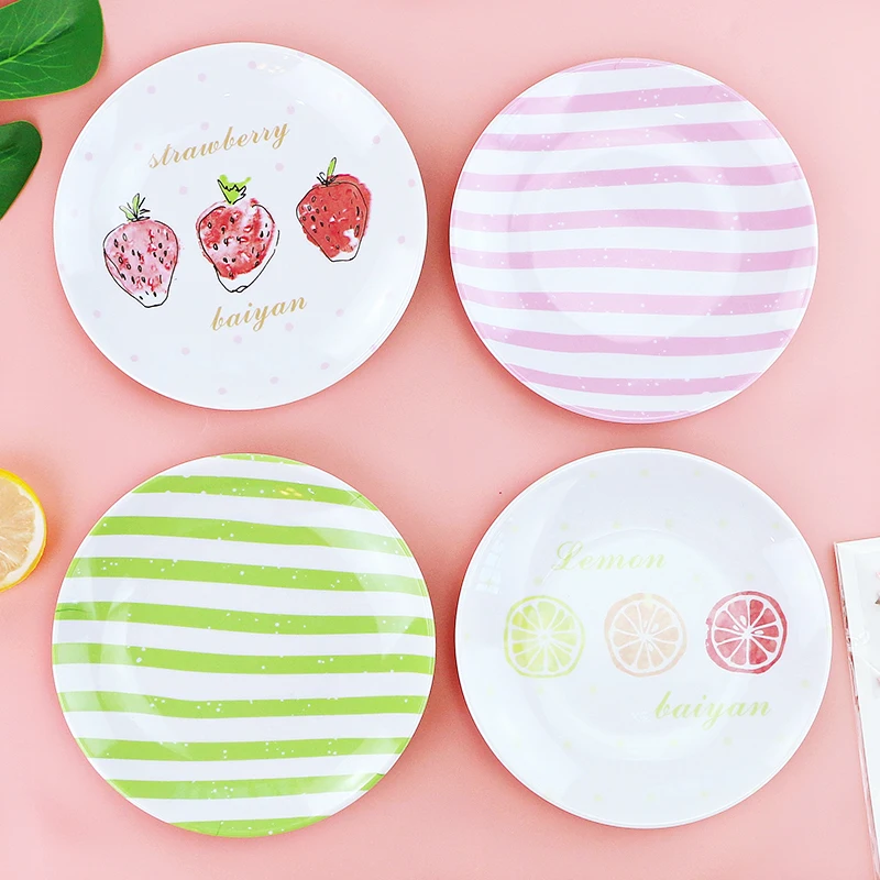 

6 Inch Plate Set Candy Fruit Cake Dish Snacks Trays Unbreakable Melamine Tableware 4 Pcs/lot DEC548