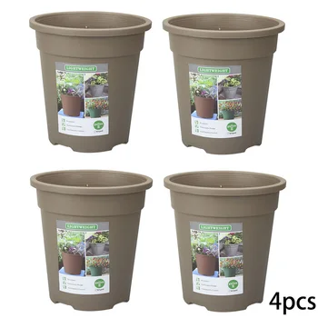 

4 Pcs Breathable W/multiple Outlets At The Bottom Military Green/khaki Gallons Pot Durable Resin Planter Flower Plant Pot