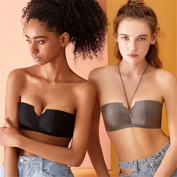 

Full Gloss Fine Fabric Sexy Dress Bra Non Slip and Adjustment Womens Underwear Female Detachable Bra With Shoulder Strap