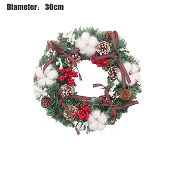 

30cm Christmas Cotton Flower Decorations For Home Rattan Festive Party Rattan DIY Wreath Christmas Decoration Garland XMAS Door