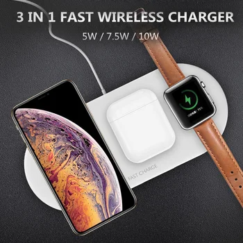 

10W Qi Wireless Charger 3 In 1 Fast Charging USB Charger for Iphone Apple Watch Iwatch Airpods Mobile Phone Charger Station Dock