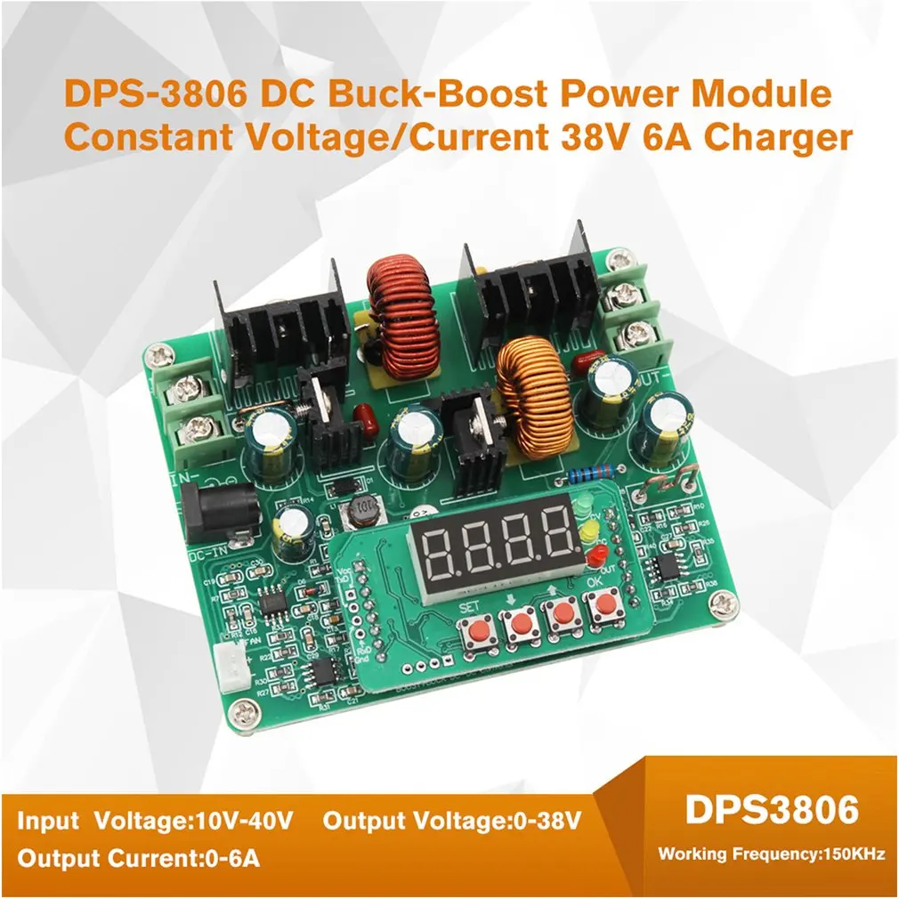 DPS-3806 DC-DC цифровой Управление Buck-Boost Мощность модуль постоянного Напряжение с драйвером постоянного тока для светодиода 0-38V 0-6A Зарядное устройство
