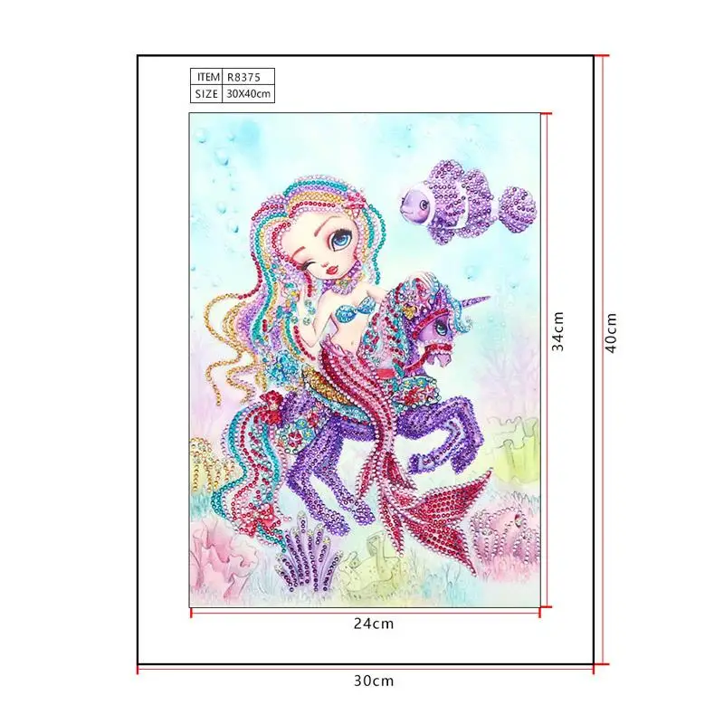 RUBOS DIY 5D Diamond Painting Mermaid Unicorn Cartoon Diamond Embroidery Mosaic Big Bead Pictures Rhinestone Sale Wall Beadwork (5)