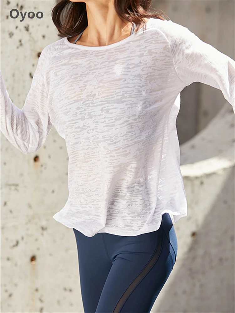 white long sleeve yoga top