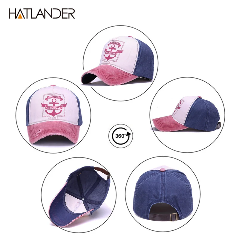 HATLANDER Модные 5 панелей Промытые хлопковые бейсбольные кепки Винтаж папа шляпа для бейсболка для мужчин и женщин кепка хип-хоп приталенные спортивные шапки Кепка