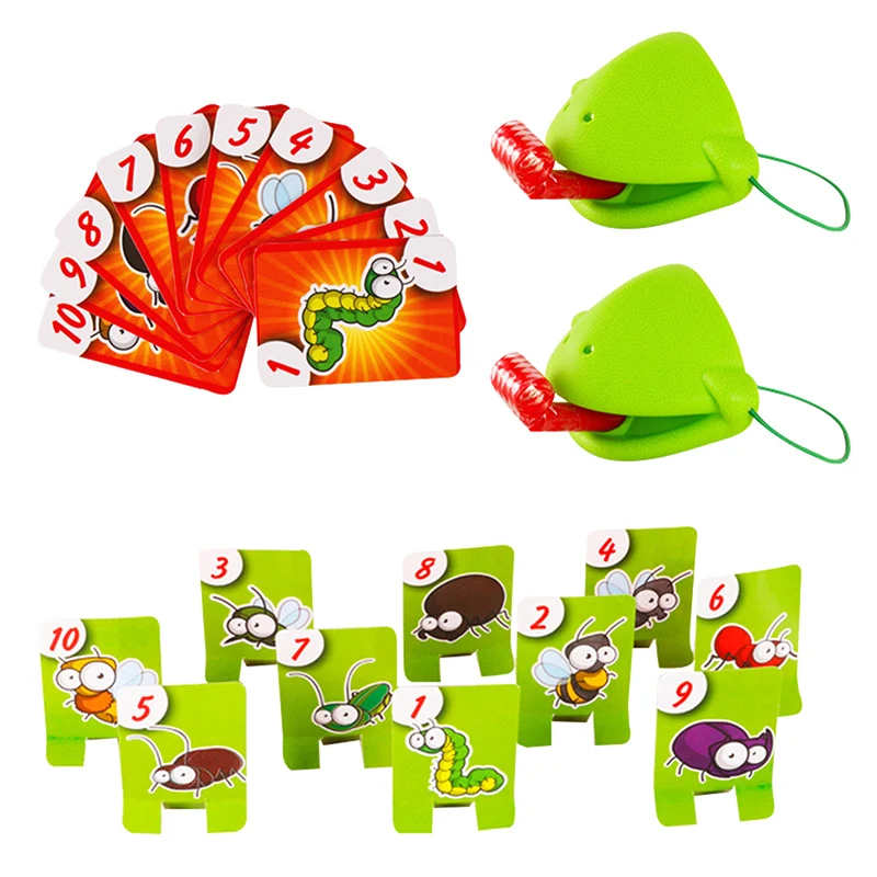 Frogs Tongue Out Gags Take Card Tongue Tic-Tac Chameleon Funny Kids Table Board Game For Family Party Lick Cards Contest Toy Set