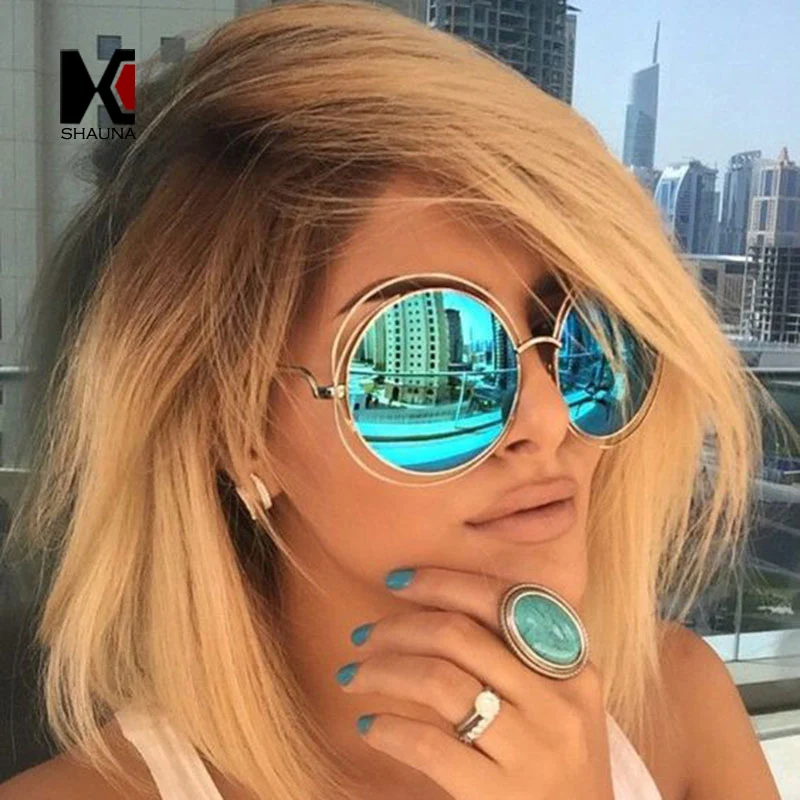 Женские винтажные очки SHAUNA большие круглые солнцезащитные в ажурной оправе из