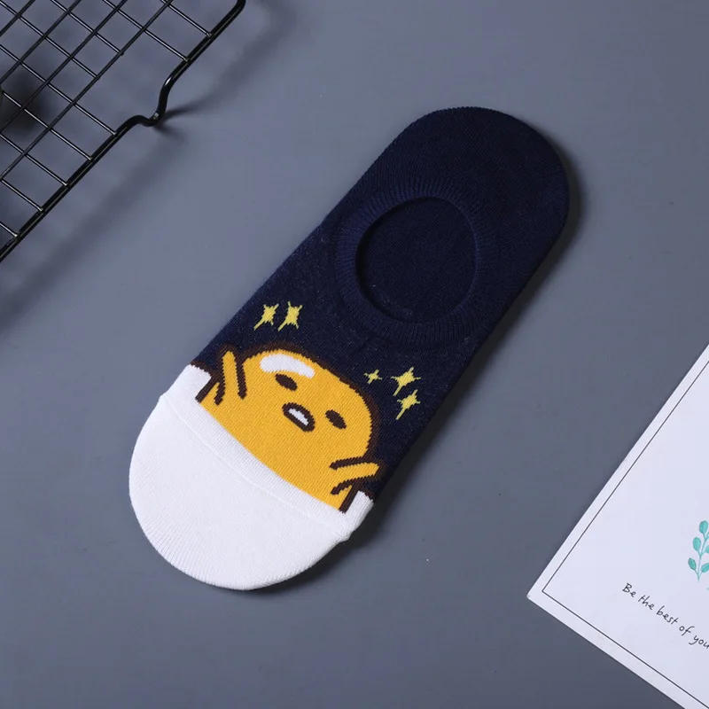 Корейский животных Gudetama Носки новинка вина женские хлопковые арт короткие носки