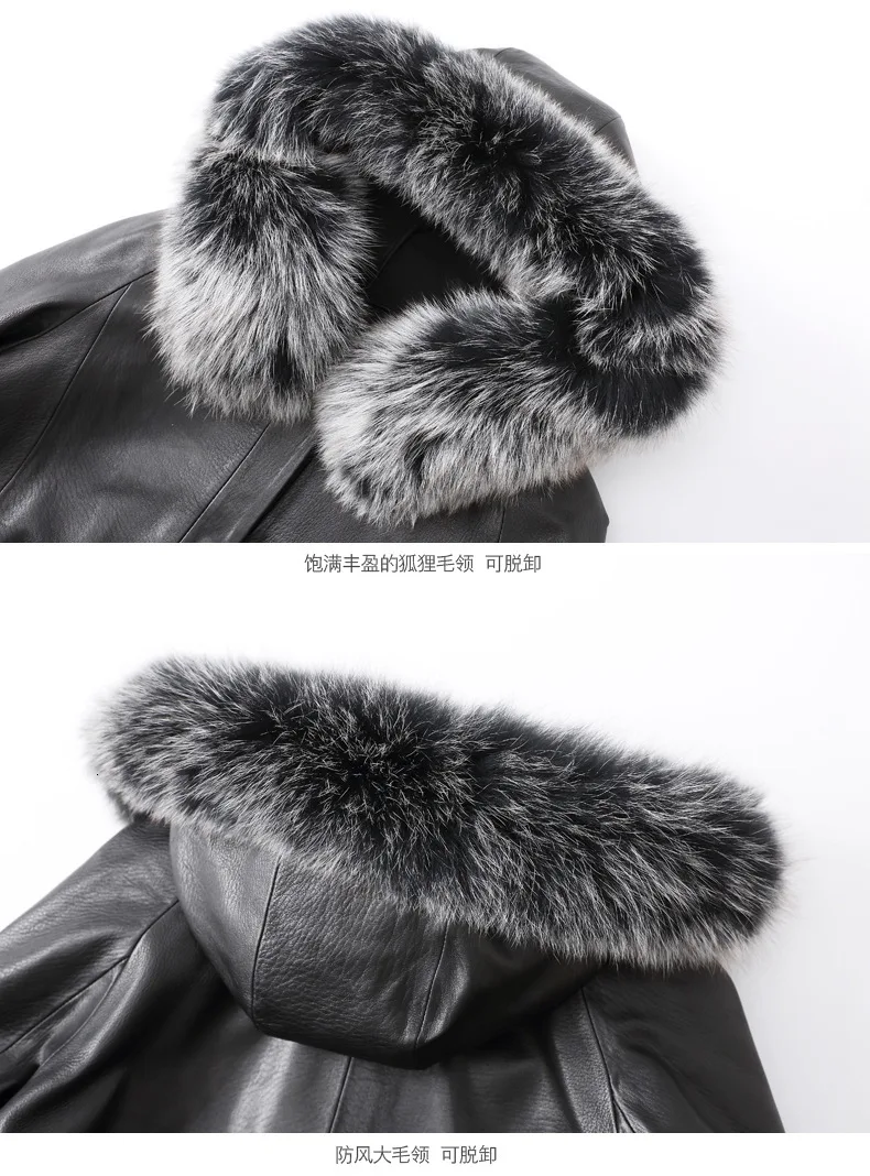 New Genuine Leather Down Jacket Women Short Korean Autumn Winter Sheepskin Coat Female Jacket Real Fox Fur Collar 910